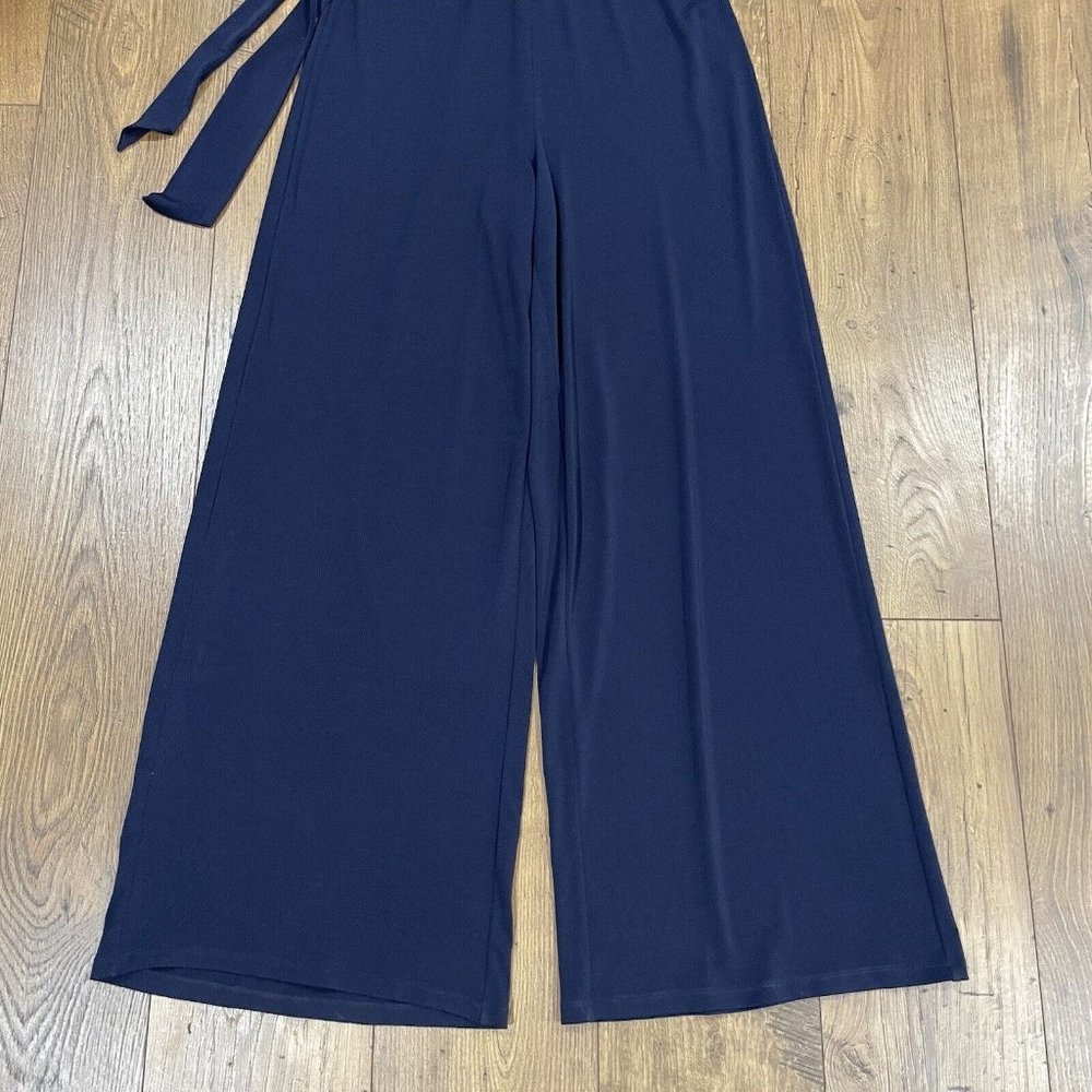 Ralph Lauren Navy Sleeveless Wide-Leg Jumpsuit with White Trim - Picture 3 of 14